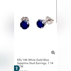 14K White Gold Blue Sapphire Stud Earrings